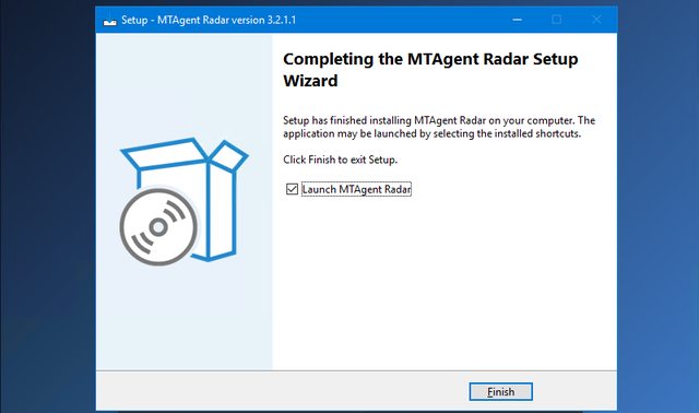 Завершение установки агента MTAgent Radar