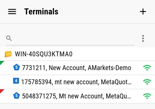 List of MetaTrader terminals across brokers in MTRemote