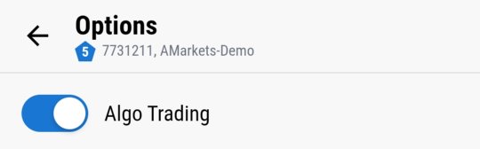 Algo-Trading-Schalter im Optionsbildschirm des Terminals