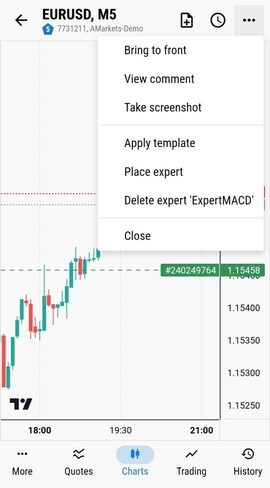 «Place expert» ve «Delete expert» eylemleriyle grafik menüsü