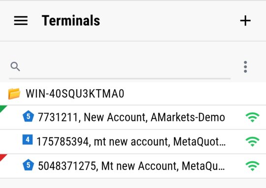 Terminals list in MTRemote