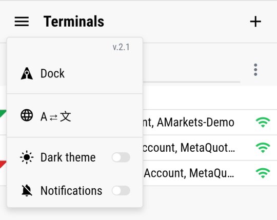 MTRemote Dock menu