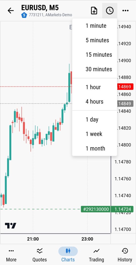 Timeframe picker in MTRemote
