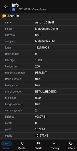 Account details
