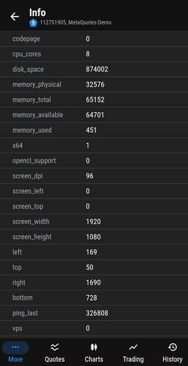 General information: system and terminal parameters